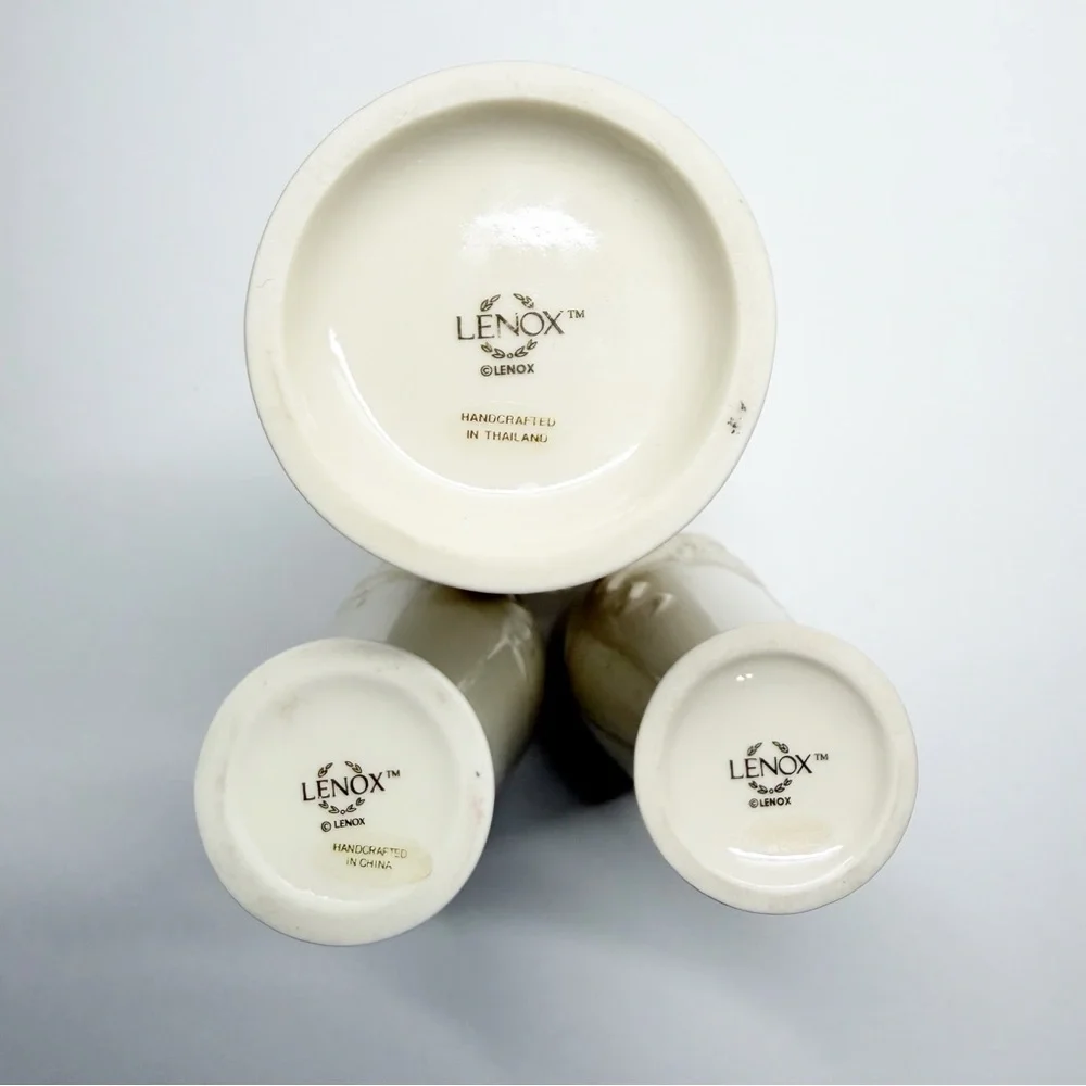Lenox Gold Trim Rose Blossom Bud Vases Set of 3